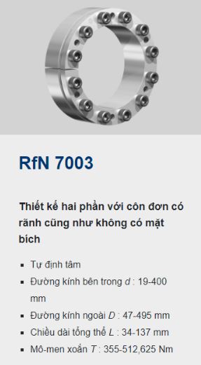 Khớp khóa trục Ringfeder 7003 - sản xuất chế biến gỗ