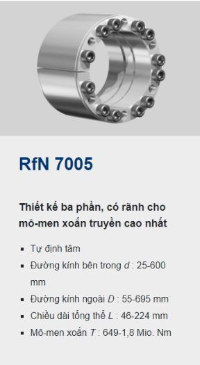 Khớp khóa trục Ringfeder 7005 - sản xuất chế biến gỗ