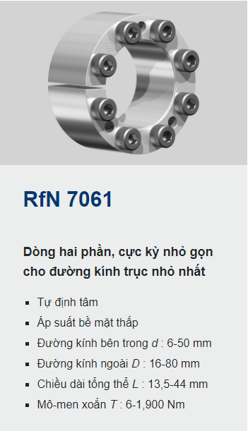 Khớp nối trục  Ringfeder 7061 - sản xuất và chế biến gỗ