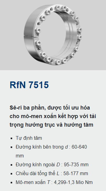 Khớp khóa trục Ringfeder 7515 - sản xuất chế biến gỗ