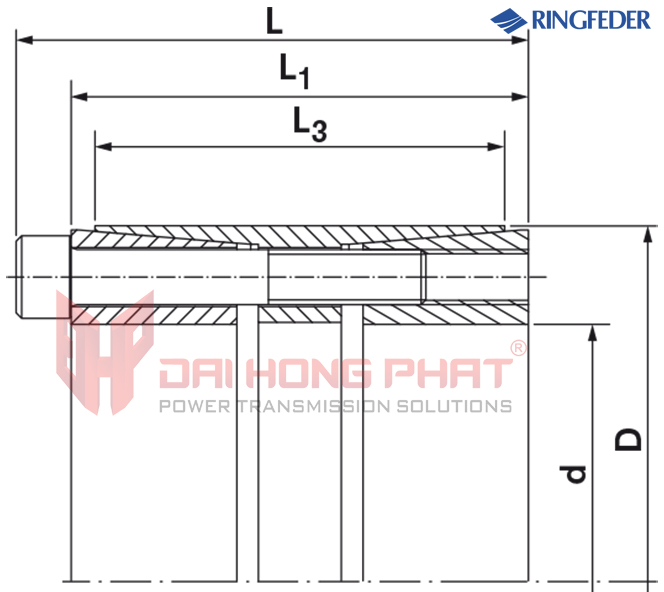 bảng vẽ thiết bị khóa trục côn Ringfeder RfN 7005 đại hồng phát