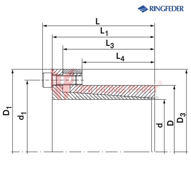 bảng vẽ thiết bị khóa trục côn Ringfeder RfN 7110 đại hồng phát
