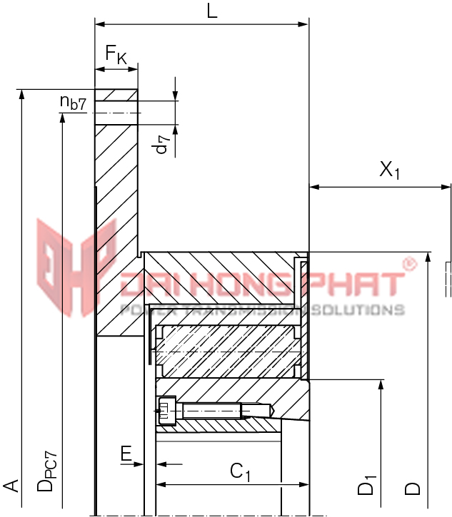 Khớp nối trục Ringfeder TNR 2425.2 Đại Hồng Phát - bản vẽ kỹ thuật