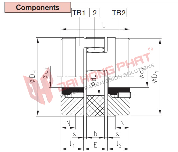 Khớp nối trục Rotex có ống kẹp côn KTR