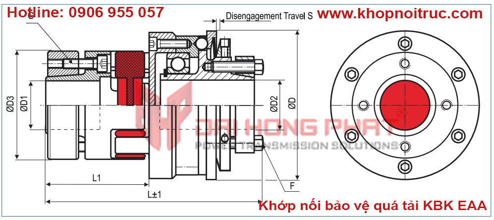 Khớp nối bảo vệ quá tải Safety Coupling Torque Limited KBK EAA Đại Hồng Phát 