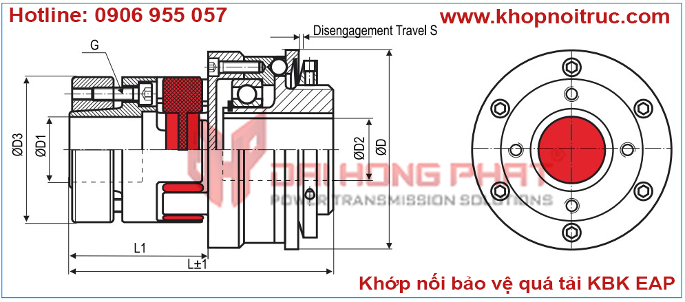 Khớp nối bảo vệ quá tải Safety Coupling Torque Limited KBK EAP Đại Hồng Phát 