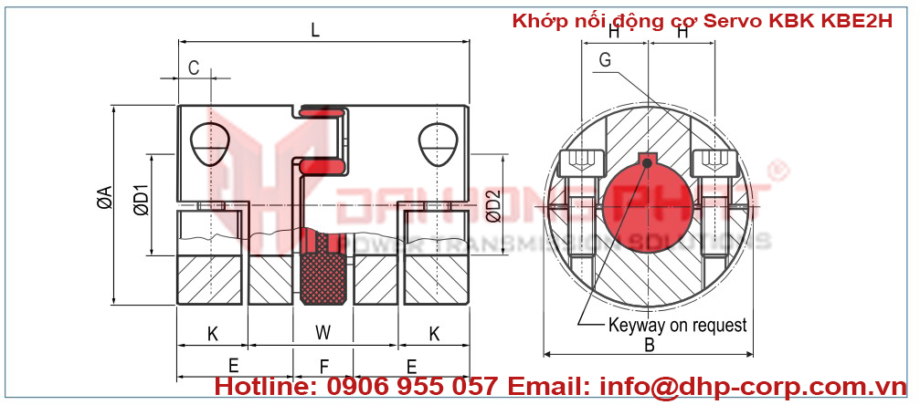 Khớp nối động cơ Servo Insert Coupling KBK KBE2H