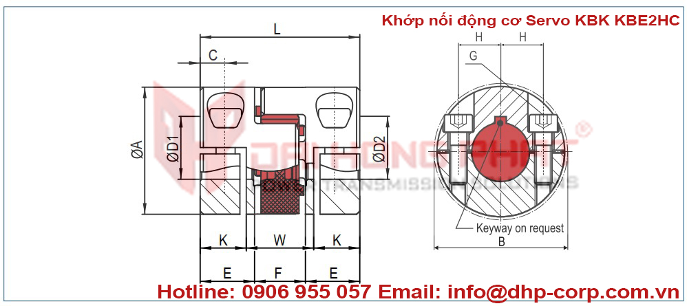 Khớp nối động cơ Servo Insert Coupling KBK KBE2HC