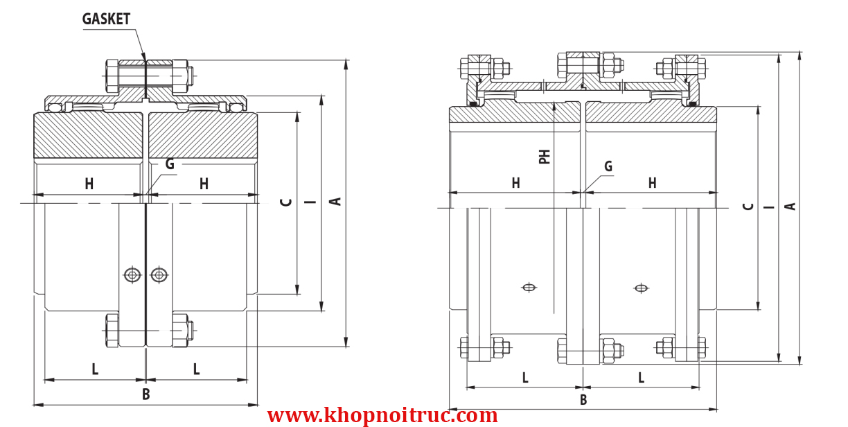 Khớp nối răng vỏ thép PT Coupling PG20