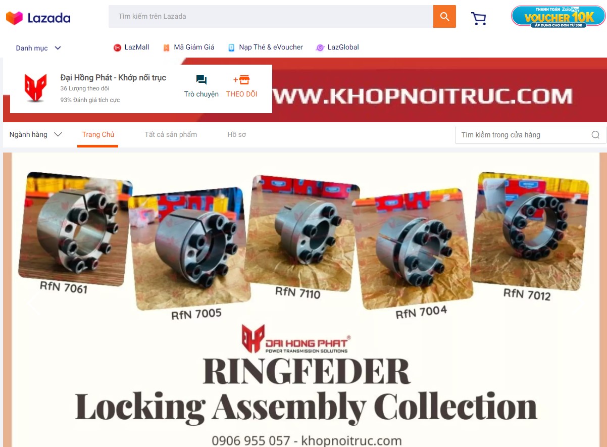 Trang chủ khớp nối trục Đại Hồng Phát trên sàn thương mại điện tử lazada